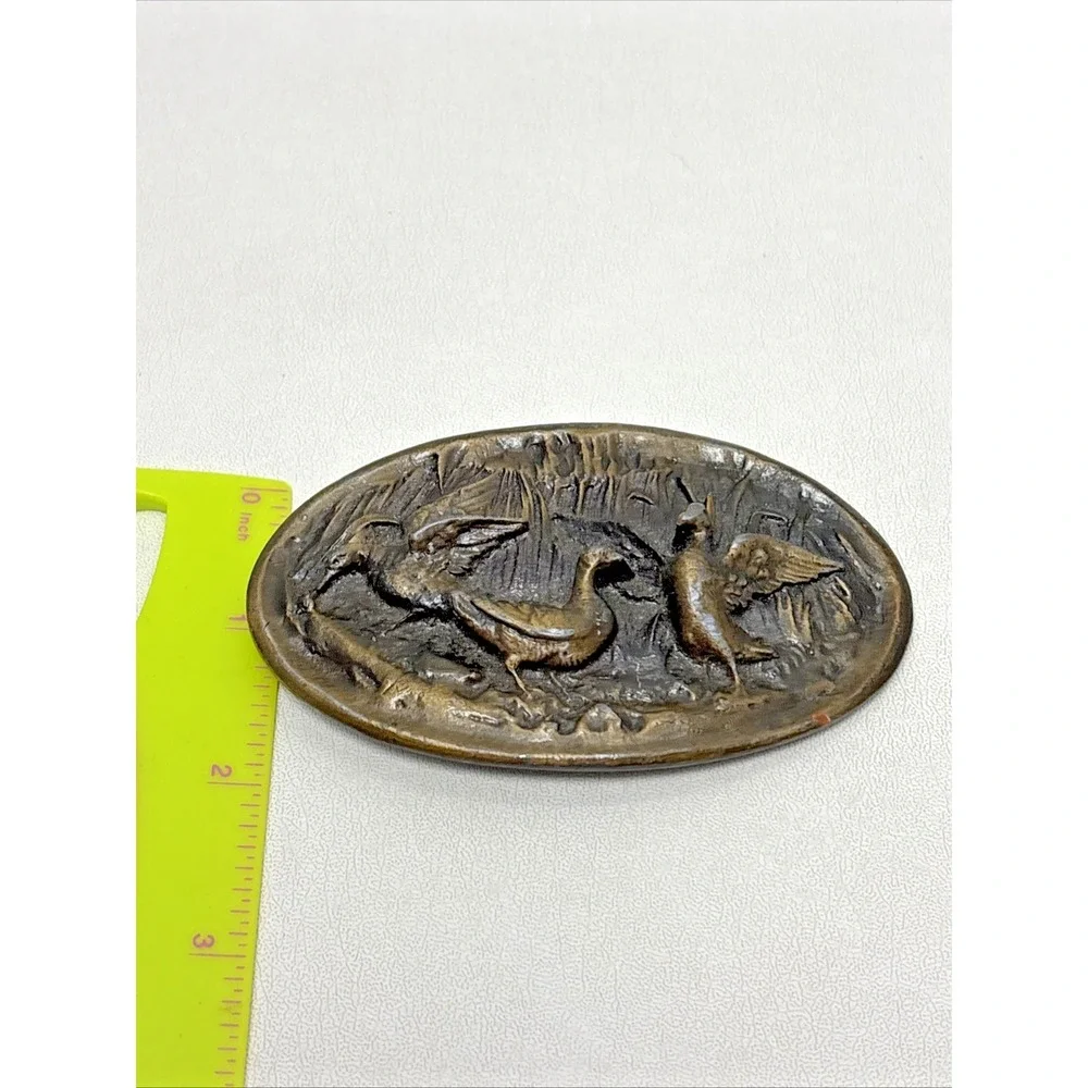 3D Ducks Belt Buckle Waterfowl Western‎ Southwestern Rockabilly Vintage 1970s